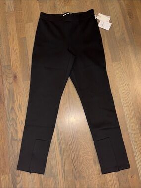 NWT Good American Black Ankle Pants Size 8/29 Split Hem Stretch Work Trousers